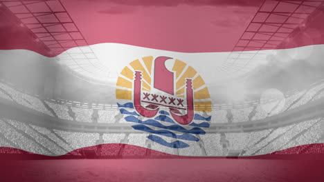 Animation-of-national-flag-of-french-polynesia-over-sports-stadium