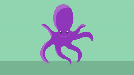 Animation-of-purple-octopus-icon-on-green-black-background