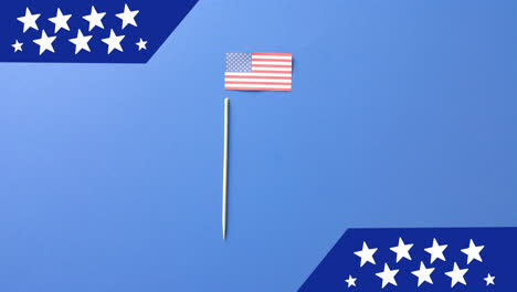 Animation-Der-Flagge-Der-Vereinigten-Staaten-Von-Amerika-Auf-Blauem-Hintergrund