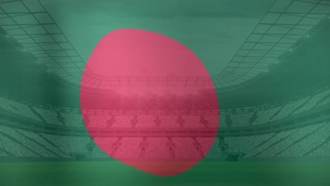 Animation-Der-Flagge-Von-Bangladesch-über-Einem-Sportstadion