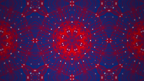 Animation-of-kaleidoscopic-shapes-moving-on-blue-background