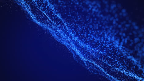 Animation-of-blue-moving-glowing-wave-over-black-background
