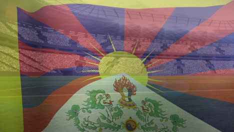 Animation-Der-Wehenden-Flagge-Nepals-über-Einem-Sportstadion