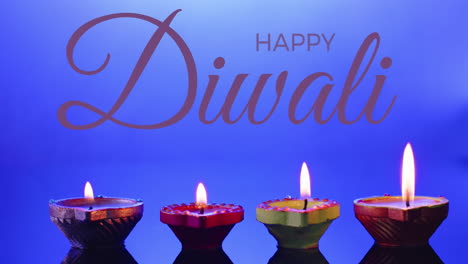Animation-of-diwali-text-over-candles-on-purple-background