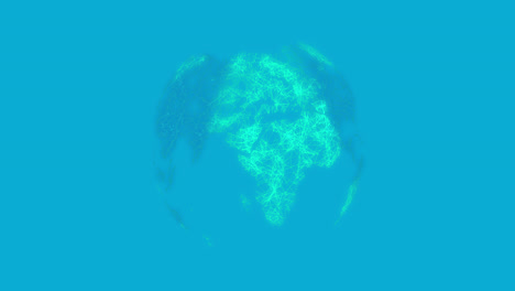Animation-Eines-Sich-Drehenden-Grünen-Globus-Auf-Blauem-Hintergrund