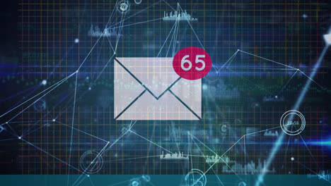 Animation-of-connections,-emails-and-data-in-navy-digital-space