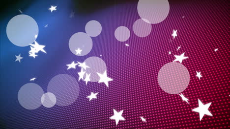 Animation-of-spots-of-light-and-stars-falling-on-blueto-pink-background