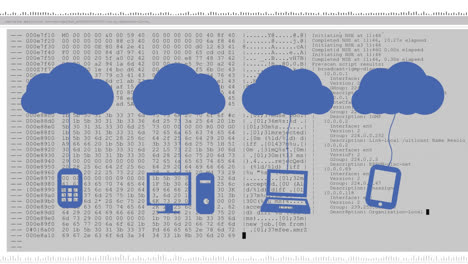 Animation-of-cloud-icons-with-electronic-devices-and-screen-with-computer-data-processing