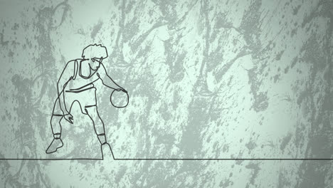 Animation-Der-Zeichnung-Eines-Männlichen-Basketballspielers-Und-Formen-Auf-Weißem-Hintergrund