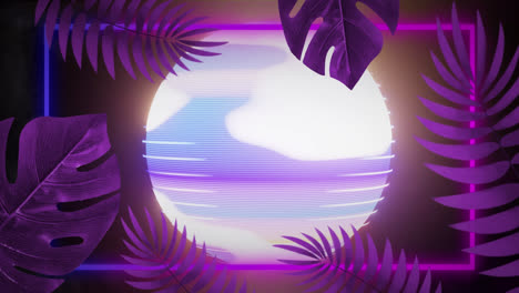 Animation-of-plants-and-neon-shapes-over-globe