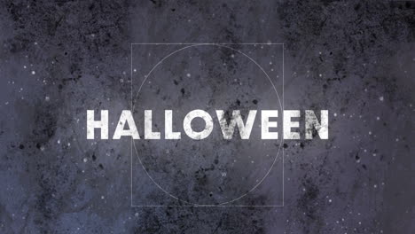 Animation-of-halloween-text-banner-over-abstract-geometric-shape-against-grey-grunge-background