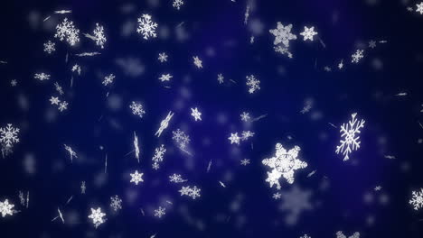 Weiße-Weihnachten-Schneeflocken-Fallen-Auf-Dunkelblauen-Hintergrund