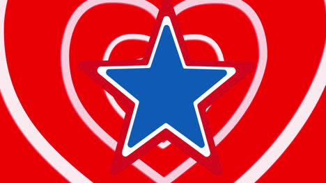 Animation-Eines-Sterns-über-Roten-Herzen-Auf-Rotem-Hintergrund