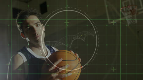 Animation-Der-Digitalen-Datenverarbeitung-über-Einem-Basketballspieler