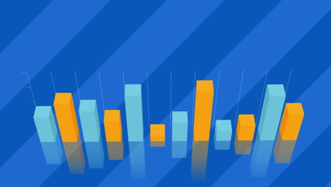 Animation-of-bar-graph-against-blue-striped-background-with-copy-space