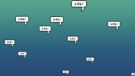 Animation-of-lol-speech-bubbles-icons-over-blue-background-with-copy-space