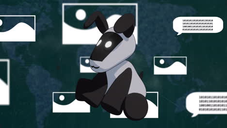 Animation-Von-KI-Symbolen-Und-Chatbot-Auf-Dunklem-Hintergrund