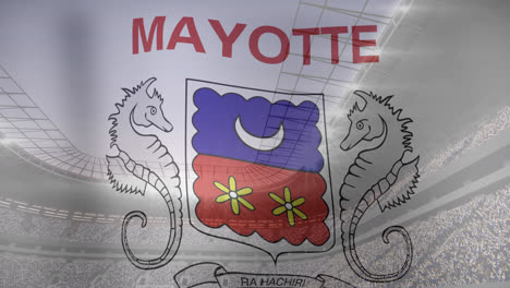 Animation-Der-Flagge-Von-Mayotte-über-Einem-Sportstadion