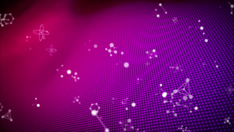 Animation-of-glowing-spots-and-particles-on-purple-background