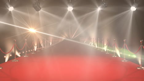 Animation-of-glowing-spot-lights-and-red-carpet-background