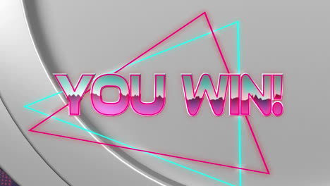 Animation-Von-„You-Win“-Text-über-Neonformen-Auf-Grauem-Hintergrund