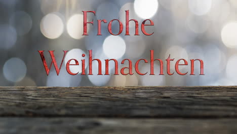 Animation-of-frohe-weihnachten-text-over-white-spots-of-light-background