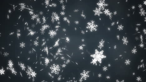 Copos-De-Nieve-De-Navidad-Blancos-Cayendo-Sobre-Fondo-Gris-Oscuro