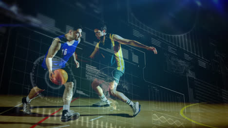 Animation-Der-Digitalen-Datenverarbeitung-über-Basketballspieler