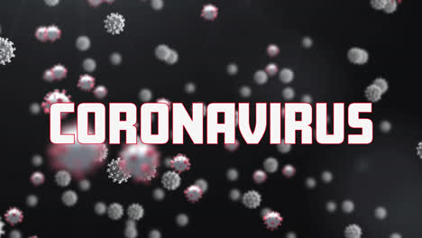 Animación-Del-Texto-Del-Coronavirus-Y-19-Células-Covid-Volando-Sobre-Fondo-Negro