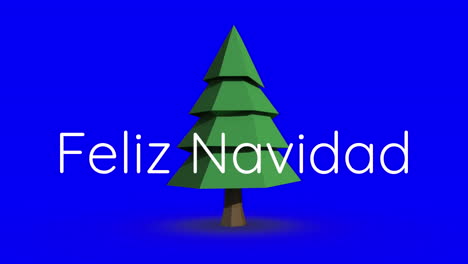 Animation-of-felix-navidad-text-banner-over-spinning-christmas-tree-against-blue-background