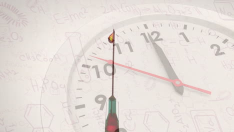 Animation-of-syringe-with-droplet-and-clock-over-element-diagrams-and-chemical-formulae