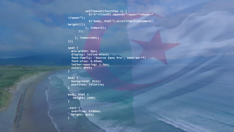 Animation-Der-Datenverarbeitung-über-Der-Flagge-Algeriens
