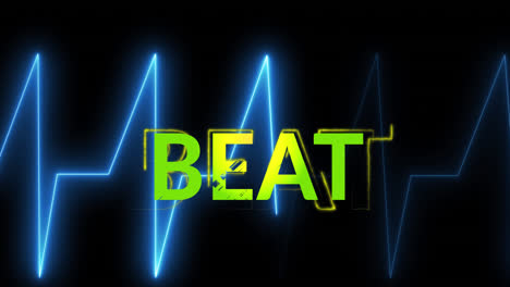 Animation-of-beat-text-on-black-background-with-heart-rate