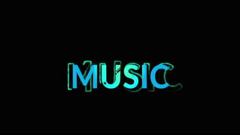 Animation-of-music-text-on-black-background