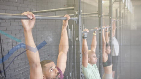 Animation-of-graph-processing-data-over-diverse-group-on-pull-up-bars-cross-training-at-gym