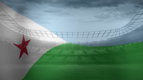Animation-Der-Flagge-Von-Dschibuti-über-Einem-Sportstadion