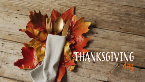 Animation-of-thanksgiving-day-text-over-place-setting