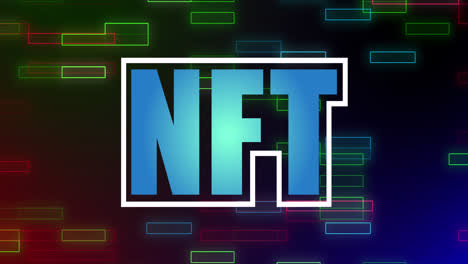 Animation-of-nft-over-black-background-with-neon-rectangles