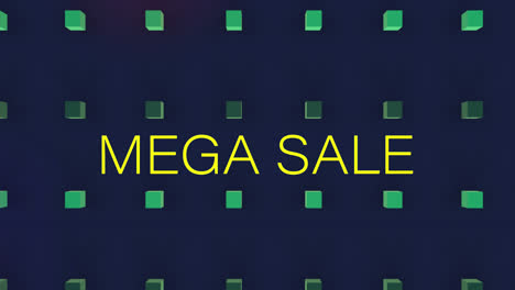 Animation-of-mega-sale-text-over-cubes-on-black-background