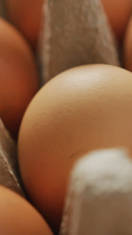 Video-Einer-Nahaufnahme-Von-Braunen-Eiern-Im-Eierkarton-Hintergrund