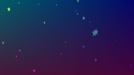 Digital-animation-of-multiple-star-icons-falling-against-copy-space-on-purple-gradient-background