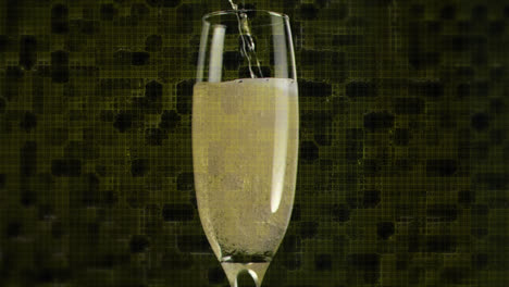 Animation-Von-Formen-über-Einem-Glas-Champagner