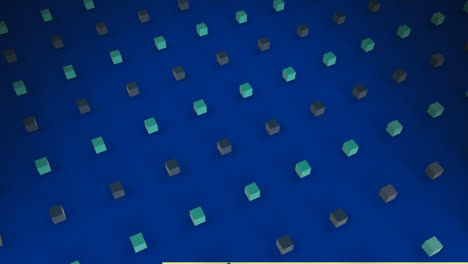 Animation-of-rows-of-cubes-pattern-over-rectangles-on-blue-background