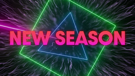 Animation-of-new-season-text-over-moving-neon-shapes