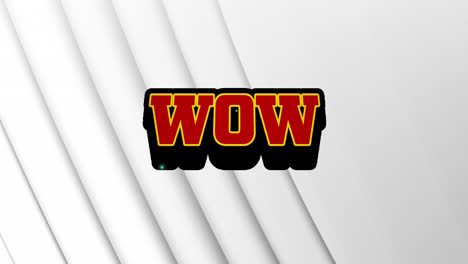 Animation-of-wow-text-over-a-retro-speech-bubble-against-sliced-textured-white-background