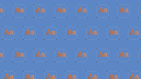 Animation-Von-Zeilen-Eines-Buchstabenmusters,-Die-Sich-Auf-Blauem-Hintergrund-Bewegen