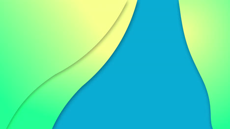 Animation-Von-Wellen-Mit-Farbverlauf-Von-Grün-Nach-Gelb,-Die-Sich-Auf-Blauem-Hintergrund-Bewegen