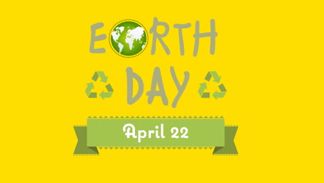 Animation-of-earth-day-text-over-yellow-background