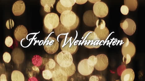 Animation-of-frohe-weihnachten-text-over-yellow-spots-of-light-background