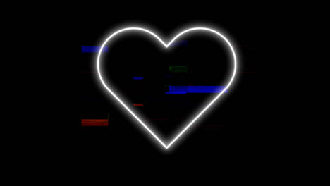 Animation-of-glitch-over-heart-on-black-background